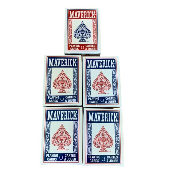 Maverick Poker Size Playing Cards Blue Red Lot of 5 New Sealed - Picture 1 of 7